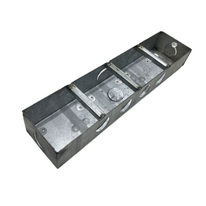 Four Gang Steel Junction Box For Electrical Wiring Square Edge Silver Metal Wall Mount Switch Back 4 Part 4Gang