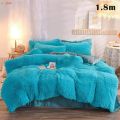 pengwei 4pcs/set Colorful Fluffy Bedding Set Long Plush Quilt Cover Bed Sheet Pillowcase Set. 