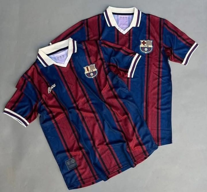 FC Barcelona Jersey - Player Edition Jersey - FC Barcelona FCB Football Club - Home/Away Kit - Special Fans Version Jersey Club Jersey 2024/2025 - Thai Fabrics - Short Sleeve - New Football Jersey - UEFA Champions League 2025 Design - Premium