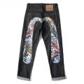 New Y2k jeans American retro hip hop fashion print jeans male Harajuku punk Gothic wide pants couple casual straight street wear. 