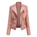 Brown Short Long Sleeve PU Coat Women Fashion Motorcycle Women Leather Jacket Spring and Autumn New Lady's Jaqueta.