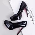 Waterproof Platform High Heels Stiletto Heel Pointed Toe Small Size Women's Shoes Ultra High Heel Black Nightclub Work Shoes Red Wedding Shoes. 