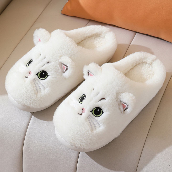 Autumn%20Winter%20Women%20Plush%20Slippers%20Indoor%20Fleece%20Warm%20Slippers%20Cute%20Cartoon%20Cat%20Soft%20Flat%20House%20Slipper%20Couple%20Home%20Cotton%20Shoes%20-%20Image%204
