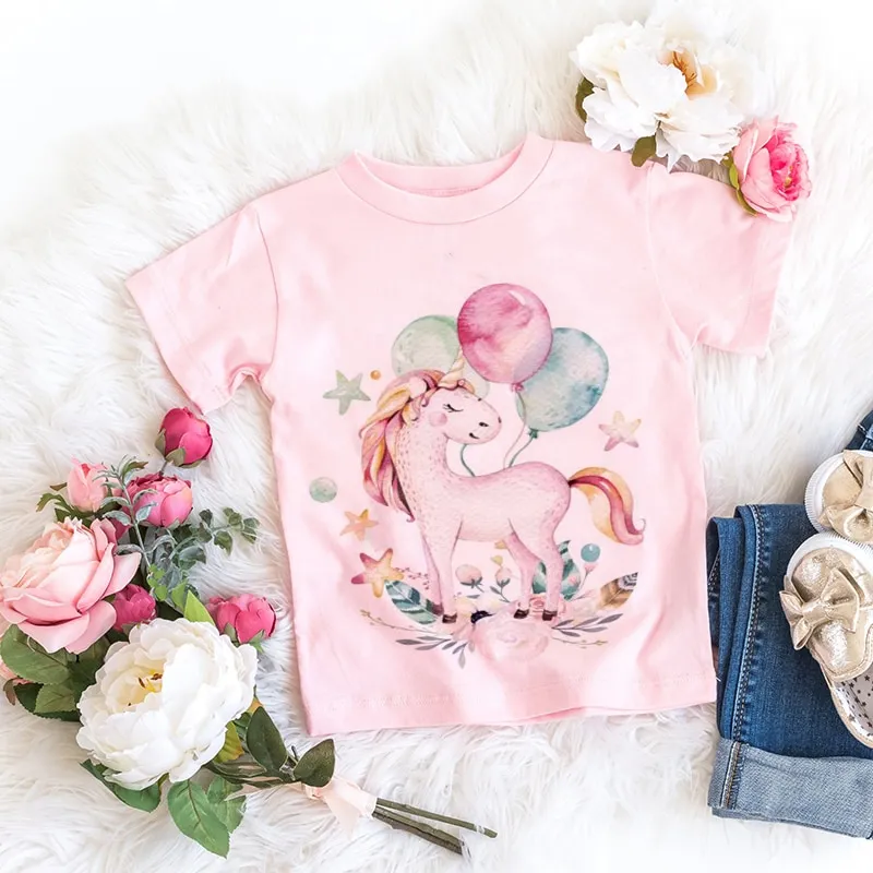 New Unicorn Birthday Shirt 1-9 Birthday T-Shirt Wild Tee Girls