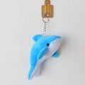Fashion Dolphin Plush Dolls Key Chains Ring Woman Bag Charms Keychain Faux Rex Rabbit Fur Pompom Toy Car Keyring Party Trinket.