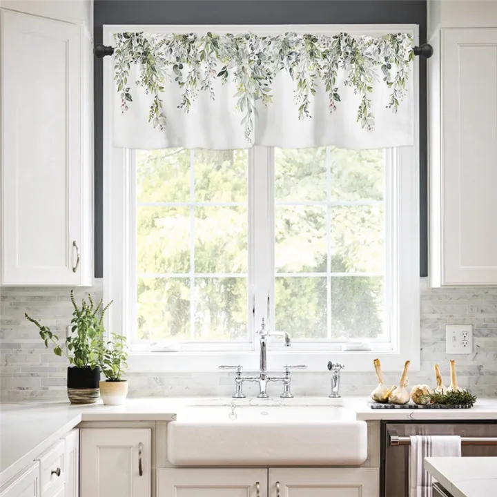 Sage%20Green%20Curtain%20Valance%20for%20Watercolor%20Eucalyptus%20Leaf%20Rod%20Pocket%20Valance%20Window%20Treatments%20Plant%20Leaves%20Easy%20to%20Use%20137x45cm%20-%20Image%205
