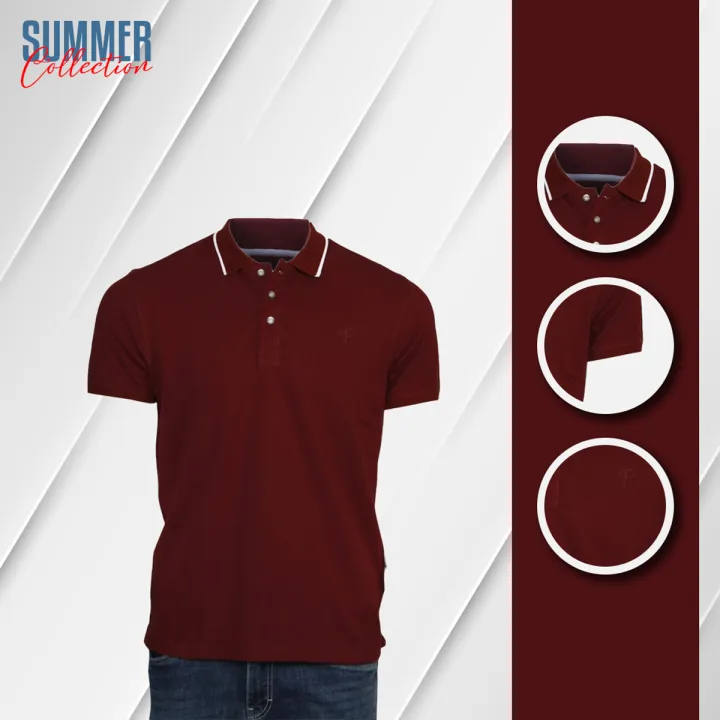 Fine Tex Clothing Maroon Color Premium Quality Polo T-Shirt For Men(Polo T-Shirt For Men)