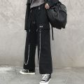 Gothic Cargo Pants Women Punk Chain Wide Leg Pants Korean Style Oversized Streetwear Trousers Female Techwear Emo BQ.