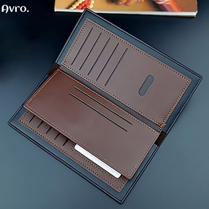 Avro%20Men's%20Soft%20PU%20Leather%20Long%20Wallet%20Business%20Multi-Card%20Slot%20With%20ID%20Holder%20Solid%20Color%20Travel%20Money%20Bag%20For%20Men%20-%20Image%203