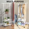 Fashion Laundry Movable Organizer Stand Clothes Display Rack with Storage Shelf Coat Racks Multi Function Hanger Creative Portable.
