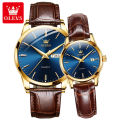 OLEV Fashion Couple Watches Double Calendar Simple Waterproof Men and Women Wristwatch  - 6898（2 Pcs ）. 