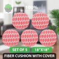 Round Cushion With Cover_Red _(18"x18")_Set of 5. 