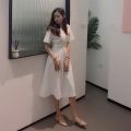 College Style Dress over the Knee Student Sweet Mori Girls Suit Collar Korean Style Slimming Mid-LengthaWord Skirt Summer.