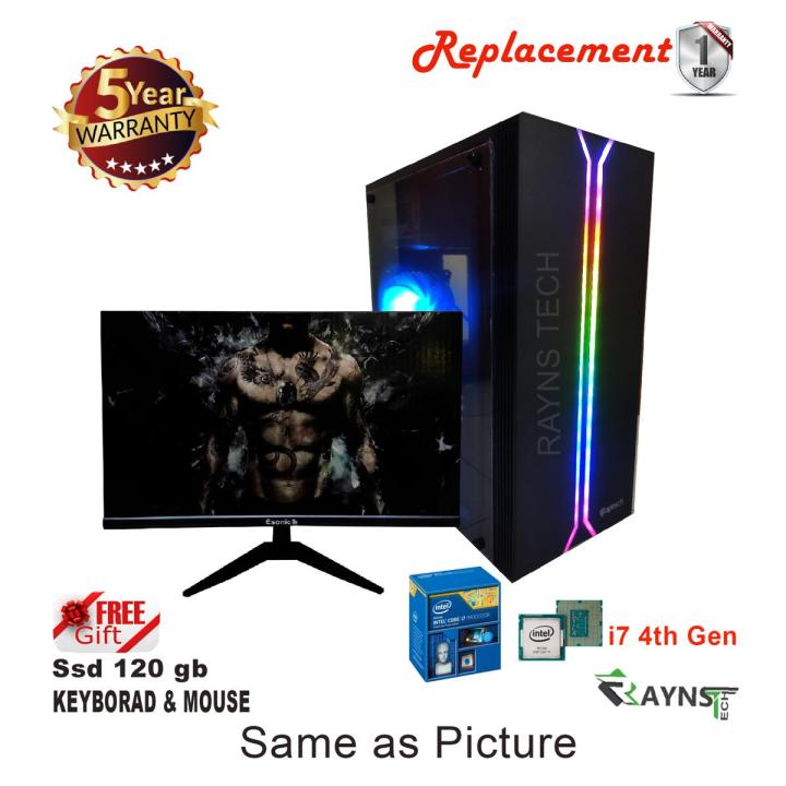Intel Core I7 4Th Gen Ram 8Gb Ssd 256Gb Graphics 4Gb (Built-In) Gaming Pc 64 Bit - 19-Inch Monitor Included - Brand New Full Desktop Computer