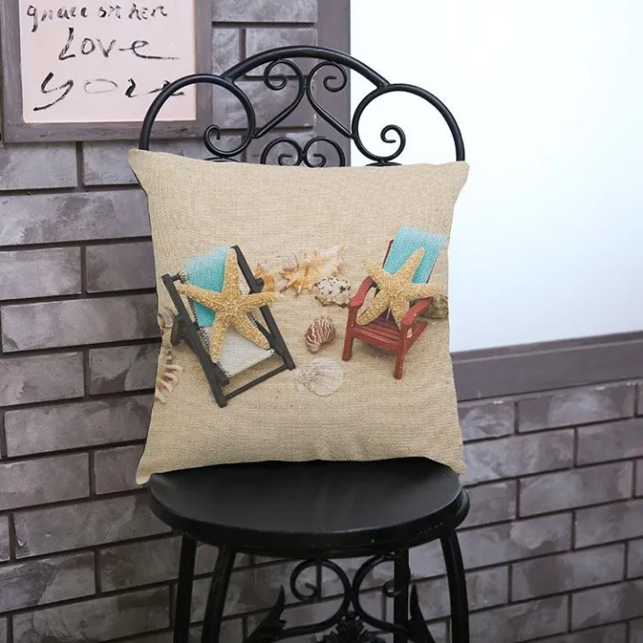 Starfish/Sea%20Shell%20Luxury%20Home%20Decorative%2045x45cm%20Square%20Cushion%20Case/Cover%20-%20Image%202
