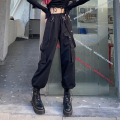 Black Cargo Pants Women Streetwear Harajuku Gothic High Waist Trousers Techwear Kpop Oversized Autumn Winter Loose Pants.