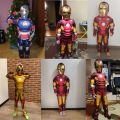 4-12Y Boy Iron Man Cosplay Costume Kids Superhero Mask Jumpsuit Set.