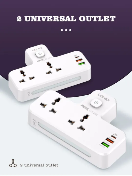 LDNIO%20Power%20Strip%202%20Port%20with%202%20USB%20and%201%20USB-C%20PD%20&%20QC3.0%20E%20-%20Image%202