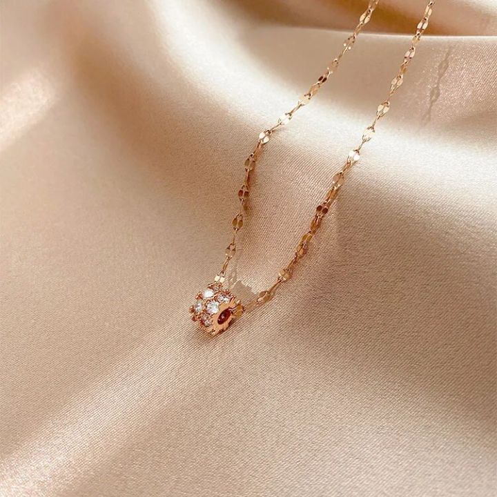 2024 New Korean Classic Round Crystal Choker Necklace Women Fashion Gold Color Necklaces & Pendants Party Jewelry Gift