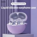 Liquid Silicone Earphone Case Solid Color Cover Headphone Shell Shockproof Skin For Huawei freeClip with hook.