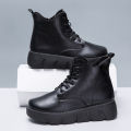 New Women's Shoes Spring Fashion Retro Solid Color Platform Booties Foreign Trade Piece Flat Zipper Lightweight Boots Mom Shoes. 