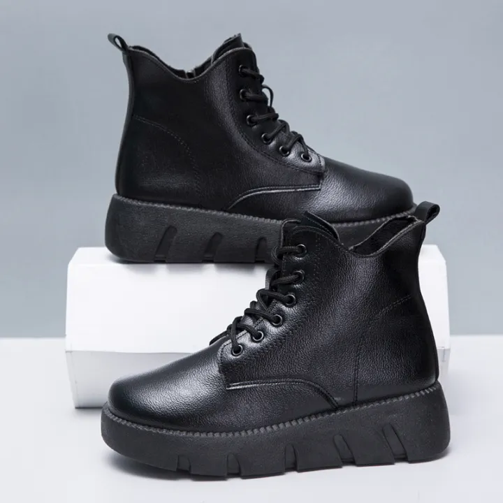 New%20Women's%20Shoes%20Spring%20Fashion%20Retro%20Solid%20Color%20Platform%20Booties%20Foreign%20Trade%20Piece%20Flat%20Zipper%20Lightweight%20Boots%20Mom%20Shoes%20-%20Image%202