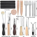 KAOBUY 50 Pcs leather Working Tool Set DIY Handmade Sewing Stitching Punching Cutting Carving Leather Craft Tools Amour zii. 