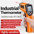 Non-contact Handheld Infrared Industrial Thermometer -50-400°C IR Laser Sensor Temperature Detector (No Battery). 