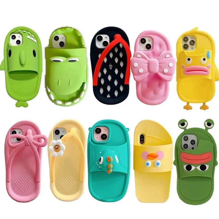Cartoon Simulation Slippers Shoes Soft Silicone Phone Case For iphone 14 13 12 Mini 11 Pro XS MAX 6 7 8 Plus XR SE 3D Cute Cover