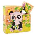Children's Wisdom Early Education Building Blocks Wooden Toys 9 Six-sided Painting Three-dimensional Puzzle Blocks Wholesale Kindergarten Baby.