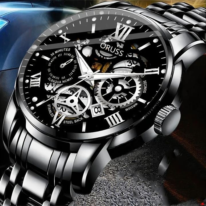 Low-price Buy Watches Male Hollow-out Design Calendar Waterproof Luminous Watches High-end Fashion Watches
