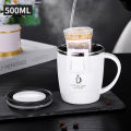 304 Stainless Steel Coffee Cup Mug With Lid Insulated Coffee Mug Double Wall Coffee Tumbler With Handle Heat-resistant Drinkware. 
