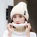 Winter Hat Womens Beanie Hats Thick Warm Skullies Winter Knitted Women Hat Letter Bonnet Beanie Cap Outdoor Riding Hat Scarf Set. 