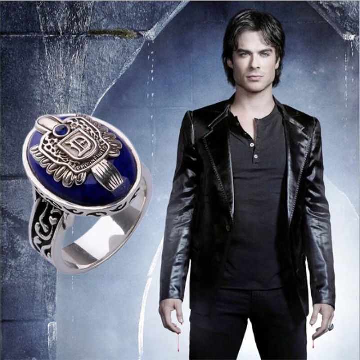 Movie Finger Ring The Vampire Diaries Ring Anillos Salvatore Damon Reborn Rings Fashion Cosplay Gift Accessories