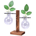 Plant Glass Vase Hydroponic Flower Pot Wooden Frame Stand Terrarium Home Decor.