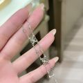 Internet celebrity same lotus double-layer bracelet S925 sterling silver niche design high-end plating 18K gold lotus bracelet women.