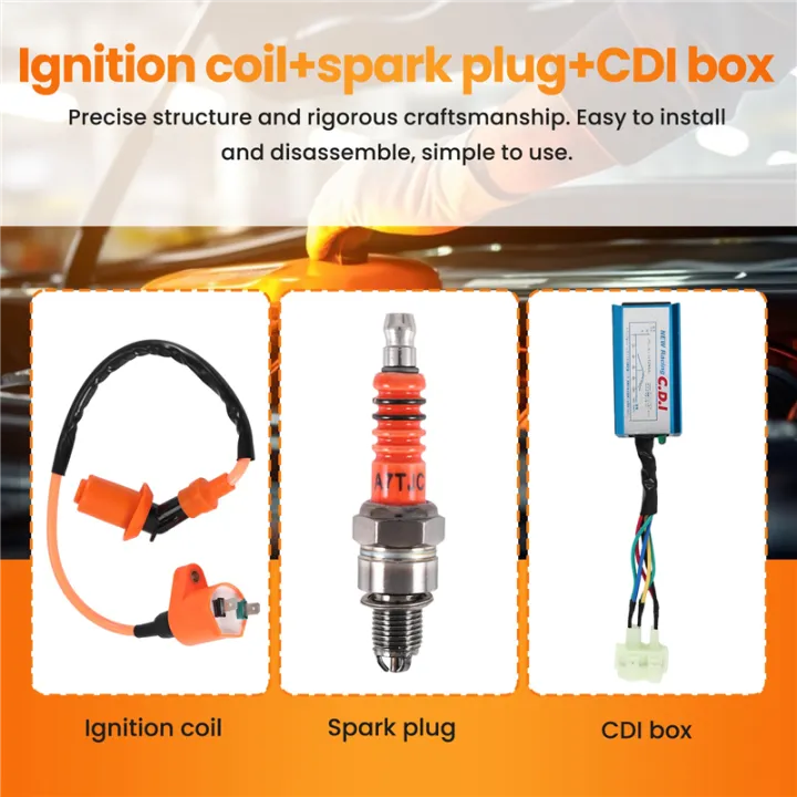 Racing%20Ignition%20Coil+Spark%20Plug+CDI%20Box%20For%20GY6%2050cc-150cc%204-Stroke%20Engines%20ATV%20-%20Image%202