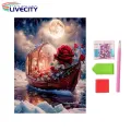 Uniform Texture Rhinestone Art Canvas Diy Craft Rhinestone Painting Kit Colorful Rhinestones for Home Decor Flower Boat Moon Pattern Adult Kids Art Kit. 