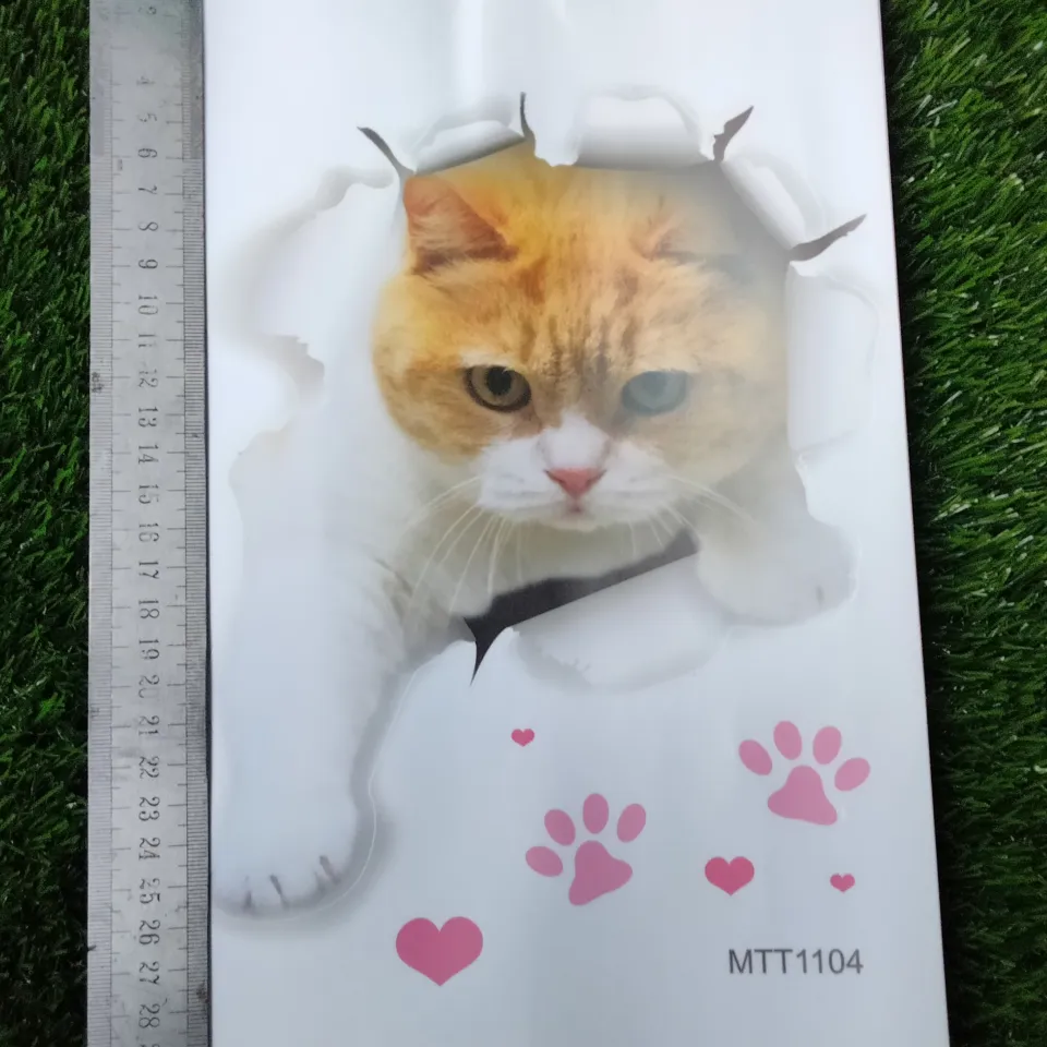 Sticker 3D Cat Car Exterior Cute Funny Decoration Fridge Cabinet