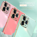 Jizetin (Free Lanyard) for OPPO A3S / A12E / Realme C1 Luxury 6D Plating Soft Casing Silicone Square Frame Phone Case Shiny Bling Back Cover. 