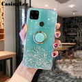 Casinglee for Realme C25S case Shiny Ring Glitter Soft Transparent Holder Stand Back cover with String for Realme C25S Phone cases cover Stars Moon Girls. 