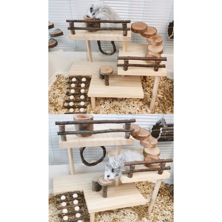 Qiunery%20Wooden%20Hamster%20Platform%20With%20Fence,%20Climbing%20Ladder%203-Tier%20Handmade%20Guinea%20Pig%20Playground,%20Small%20Animals%20Exercise%20Activity%20Toy%20For%20Parrot,%20Gerbil,%20Squirrel%20-%20Image%202