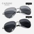 CAPONI Rimless Avation Sun Glasses For Men Discoloration Driving Fishing Polarized Sunglasses Light Weight Shades Male BS7466.
