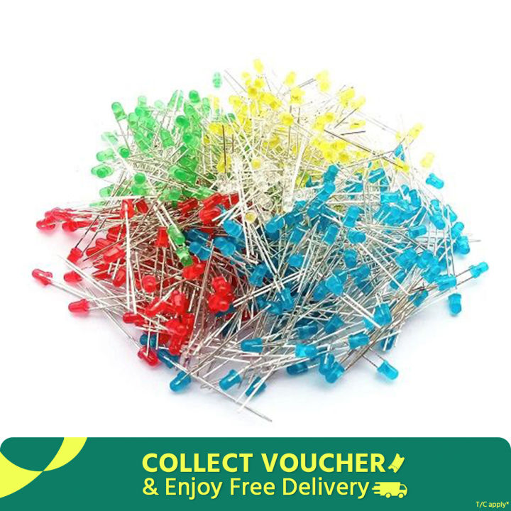 3mm Led Light Pack - 100pcs Red/Green/Yellow/Blue