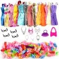 32 Pcs Dolls Dress Up Clothes Dresses Minidress Accessories Party Wear For Barbie Doll.