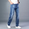 6 Colors Spring Summer Men's Thin Straight-leg Loose Jeans Classic Style Advanced Stretch Baggy Pants Male Plus Size 40 42 44. 