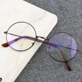 Vintage Round Metal Frame Blue Light Blocking Personality College Style Clear Lens Eye Glasses Eye Protection Mobile Phone Game.