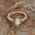 Rainbow White Fire Opal Ring Rose Gold Silver Color Small Moon Rings For Women Wedding Bands Oval Stone Engagement Ring Jewelry. 