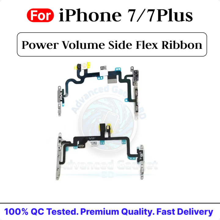 Apple iPhone 7/ 7 Plus Power on / off Switch Button Side Volume Up Down Buttons Flex Cable Replacement Parts
