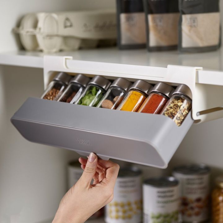 Kitchen%20Storage%20Rack%20Self-adhesive%20Wall-mounted%20Under-Shelf%20Spice%20Organizer%20Spice%20Bottle%20Storage%20Rack%20Home%20Supplies%20-%20Image%202